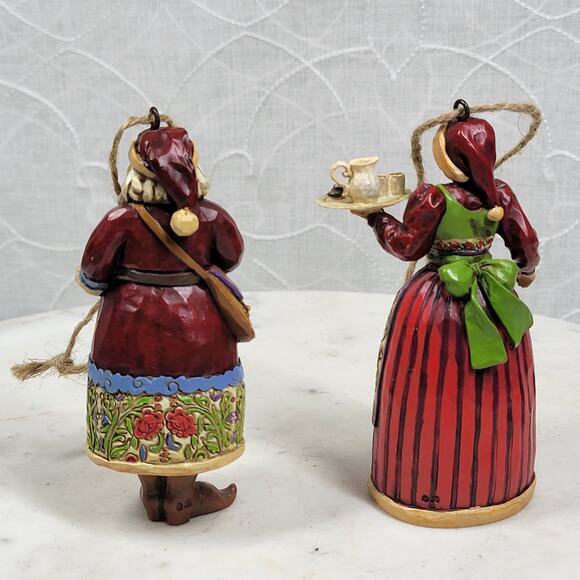Jim Shore Heartwood Creek Santa & Mrs. Claus Ornament Pair 4” Christmas Couple - Picture 7 of 16